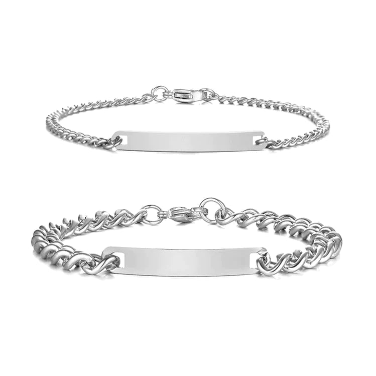 Couples Engraved Bracelet Set