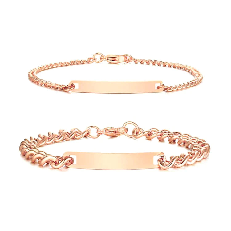 Couples Engraved Bracelet Set